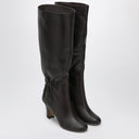 Ferragamo Ruched Boots in Dark Brown Leather