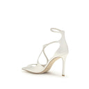 White Silk Stiletto Heel Sandals