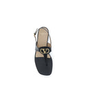 Black Calf Leather Bos Taurus Flat Sandals