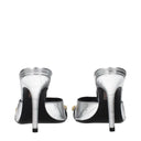 Gray Leather Stiletto Heel Sandals