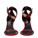 Red Leather Stiletto Heel Sandals