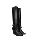 Black Leather High Heel Boots