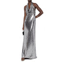 Silver Elastane Cocktail Dress