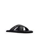 Black Calfskin Flat Sandals