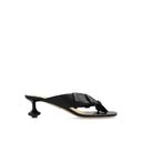 Black Lamb Leather Flat Sandals
