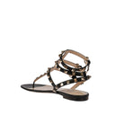 Black Calfskin Flat Sandals