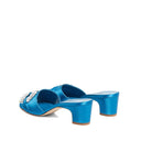 Blue Silk Mules
