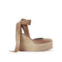 Beige Calfskin Wedge Sandals
