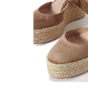 Beige Calfskin Wedge Sandals