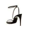 Black Silk Stiletto Heel Sandals