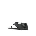 Black Calfskin Flat Sandals