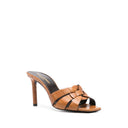 Brown Calfskin Stiletto Heel Sandals
