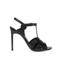 Black Calfskin Stiletto Heel Sandals