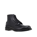 Black Calfskin Lace-Up Boots