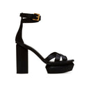 Black Silk Platform Sandals