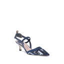 Blue Polyamide Mid Heel Pumps