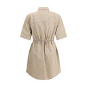 Beige Cotton Casual Dress