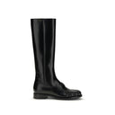 Black Calf Leather Bos Taurus Flat Boots