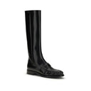 Black Calf Leather Bos Taurus Flat Boots