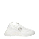 White Fabric Chunky Sneakers