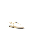 Gold Calf Leather Bos Taurus Flat Sandals