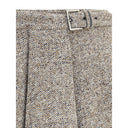 Brown Fleece Wool Midi Skirt