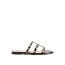 Black Calfskin Flat Sandals