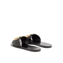 Black Calfskin Flat Sandals