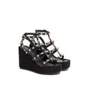 Black Calfskin Wedge Sandals