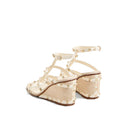 Bicolor Calfskin Wedge Sandals
