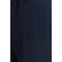 Blue Polyester Casual Pants