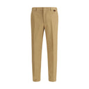 Beige Cotton Casual Pants
