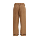 Brown Cotton Casual Pants