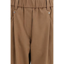 Brown Cotton Casual Pants
