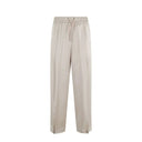 Beige Acetate Casual Pants