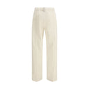 Cream Cotton Casual Pants