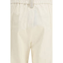 Cream Cotton Casual Pants