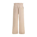 Beige Cotton Casual Pants