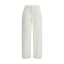Cream Cotton Straight-Leg Jeans