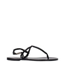 Black Leather Flip-Flop Sandals