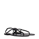 Black Leather Flip-Flop Sandals