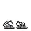 Black Leather Flip-Flop Sandals