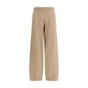 Beige Fleece Wool Casual Pants