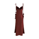 Bordeaux Polyester Casual Dress