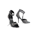 Gray Calfskin Stiletto Heel Sandals
