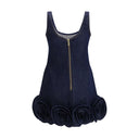 Blue Cotton Casual Dress