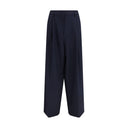 Blue Polyester Casual Pants