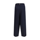 Blue Polyester Casual Pants