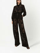 Dolce & Gabbana lace-trim long-sleeve jumpsuit