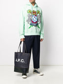 A.P.C. logo print denim tote